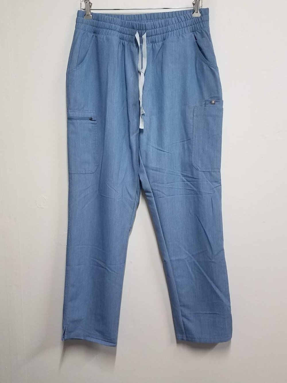 Figs Yola Scrub Pants Womens L Heather Indigo Pockets Drawstring W20SW2031